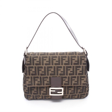 FENDI Mamma Bucket Zucca Shoulder Handbag canvas leather Brown SHW Used Women