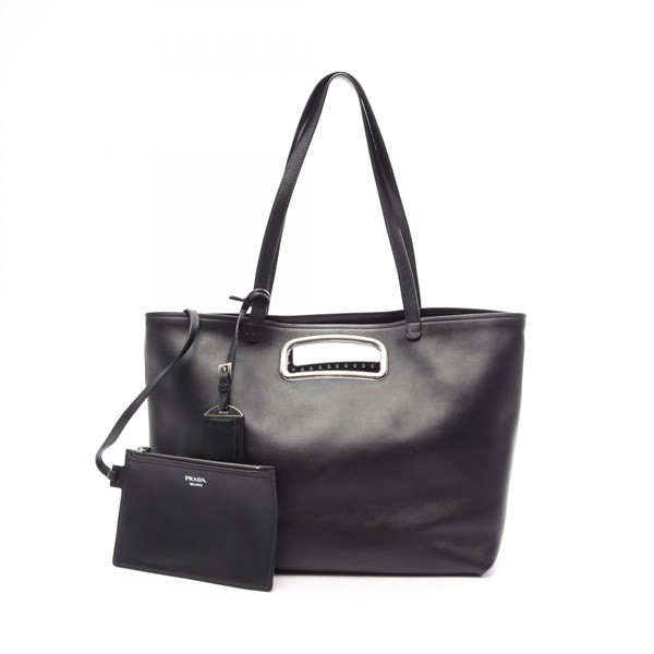 PRADA Shoulder Tote Handbag with Pouch leather Black Used Women