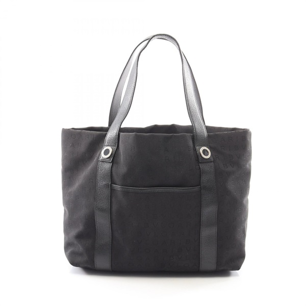 BVLGARI Logomania Tote Shoulder Handbag canvas leather Black Used Women