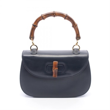 GUCCI Bamboo Handbag 000460633 leather Navy Used Women