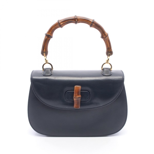 GUCCI Bamboo Handbag 000460633 leather Navy Used Women