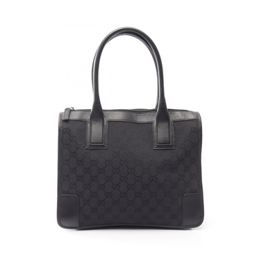 GUCCI GG canvas Tote Handbag canvas leather Black Used Women