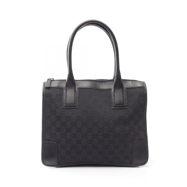 GUCCI GG canvas Tote Handbag canvas leather Black Used Women