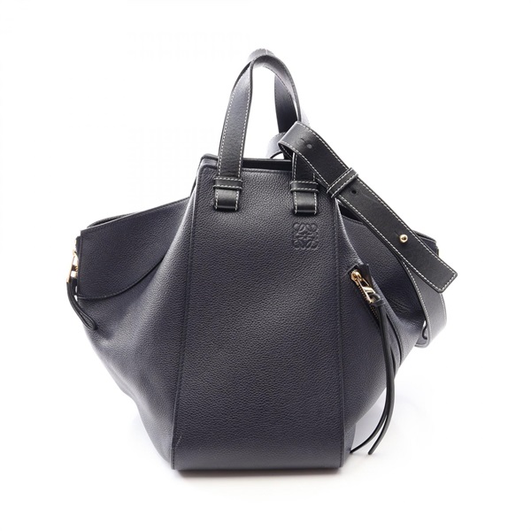 LOEWE HAMMOCK MEDIUM shoulder Handbag 38712KBT38 leather Navy Black Used Women