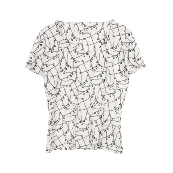 HERMES Short sleeve T-shirt 2H4602DM cotton White White Used Women size 44