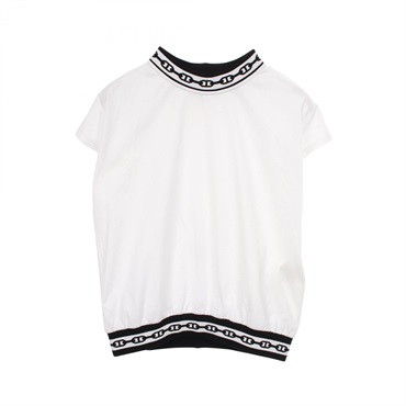 HERMES Chaine Duncle Short sleeve T-shirt cotton White Black Used Women #36