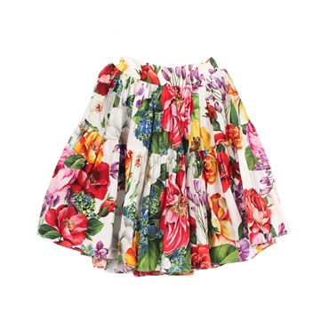 DOLCE GABBANA Floral Flare Skirt #36 F4BIXT HS5F9 cotton White Multicolor Used