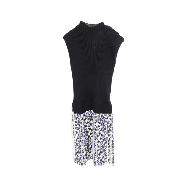 LOUIS VUITTON Monogram Bi-Material Dress RW191W LQC FGKD12 wool silk #L LV