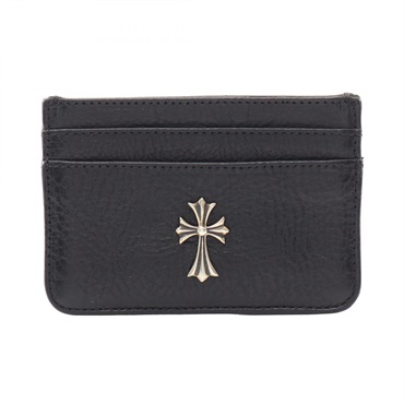 CHROME HEARTS CH cross Card Case holder leather Black Used mens
