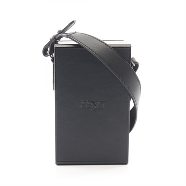 FENDI box Shoulder crossbody Bag leather Black Used unisex
