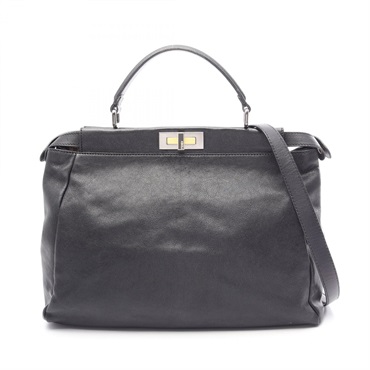 FENDI Peekaboo Large shoulder Handbag leather Black Used Women