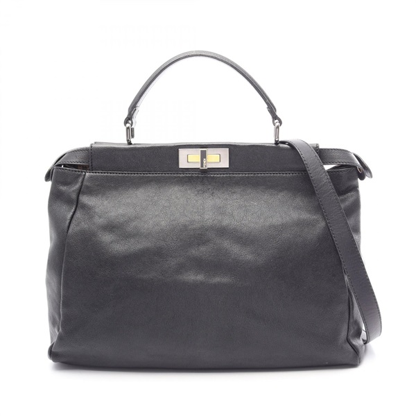 FENDI Peekaboo Large shoulder Handbag leather Black Used Women