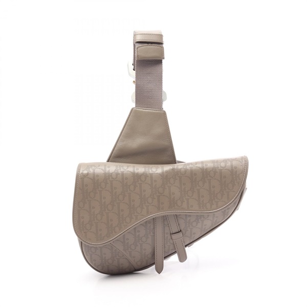 Christian Dior Oblique perforated saddle waist bum bag leather Beige Used mens
