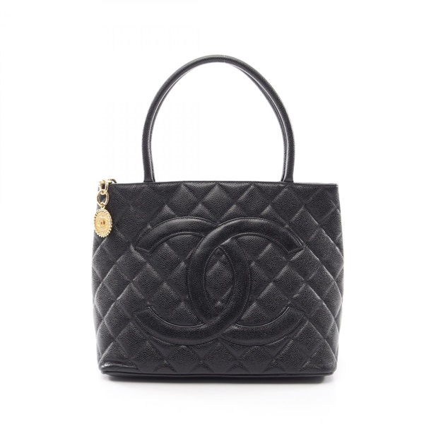 CHANEL Medallion Tote Hand Bag A01804 Grained Calfskin leather Black Used GHW CC