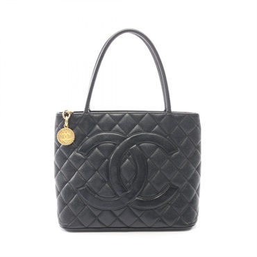 CHANEL Medallion Tote Hand Bag A01804 Grained Calfskin leather Black Used GHW