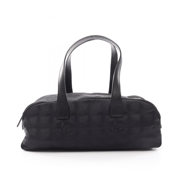 CHANEL New travel line Handbag A15828 leather Nylon canvas Black Used Women CC