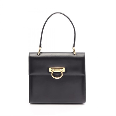 CELINE Top handle Square Handbag leather Black GHW Used Women