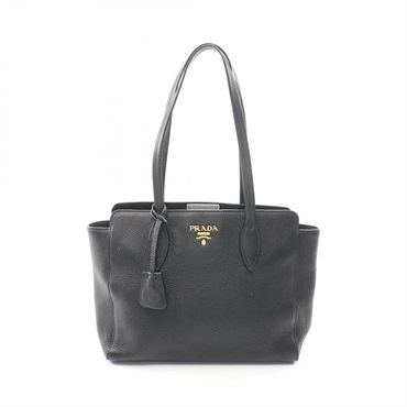 PRADA Tote shoulder hand Bag 1BG112 leather Black Used Women