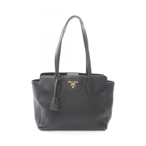 PRADA Tote shoulder hand Bag 1BG112 leather Black Used Women