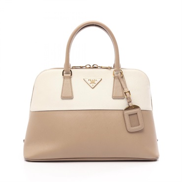 PRADA By color Handbag Saffiano leather White Beige Used Women