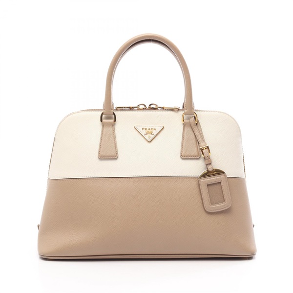 PRADA By color Handbag Saffiano leather White Beige Used Women
