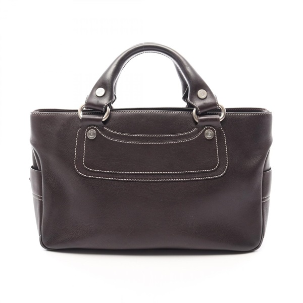 CELINE Boogie Square Tote Handbag leather Brown Used Women