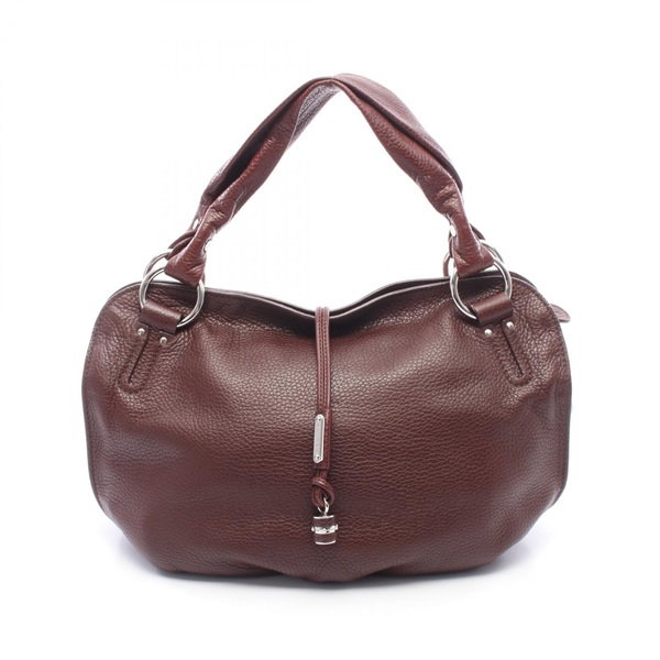 CELINE Bittersweet Zippered Tote Handbag leather Bordeaux Used Women