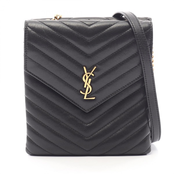 SAINT LAURENT PARIS YSL logo Crossbody Shoulder Bag 5672718 leather Black Used