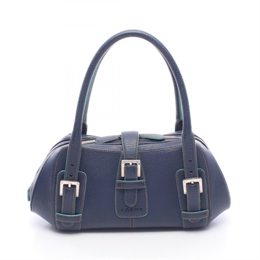LOEWE Senda Shoulder Handbag leather Navy Green Used Women