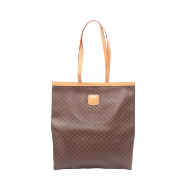 CELINE Macadam Shoulder Tote Bag PVC coated canvas leather Brown Used Women