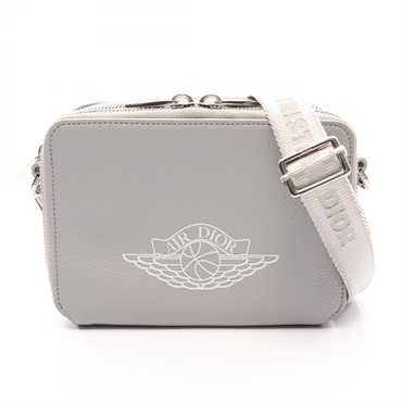 Dior NIKE AIR JORDAN Wing Logo Crossbody Shoulder Bag leather Gray Used mens