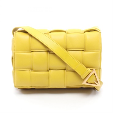 BOTTEGA VENETA Padded Cassette Small Crossbody Shoulder Bag leather Yellow Used