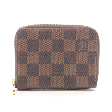 LOUIS VUITTON zip around purse coin wallet N63070 Damier Ebene Used unisex