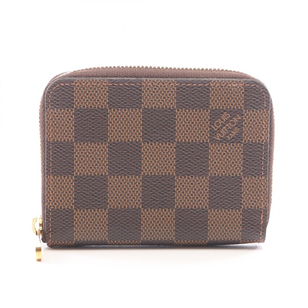 LOUIS VUITTON zip around purse coin wallet N63070 Damier Ebene Used unisex