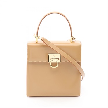 Salvatore Ferragamo Gancini Shoulder Handbag leather Beige Used Women GHW
