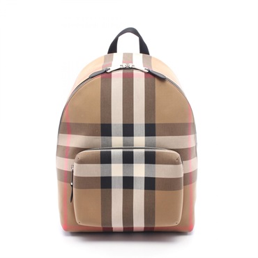 BURBERRY JEFF Check Rucksack Backpack 8084550 canvas leather Beige Black Used