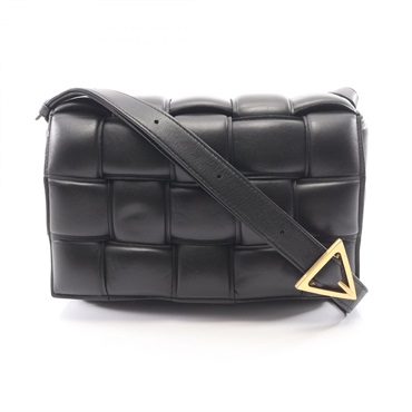 BOTTEGA VENETA Padded cassette Crossbody Shoulder Bag leather Black Used Women