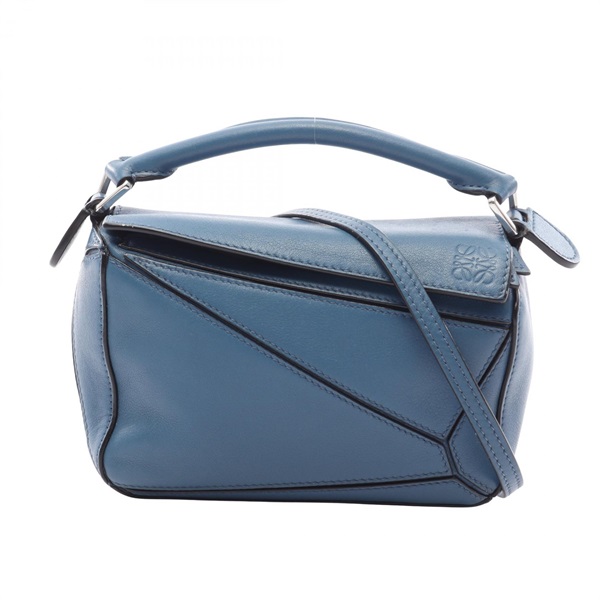 LOEWE Puzzle bag mini shoulder crossbody Handbag leather Blue Used Women