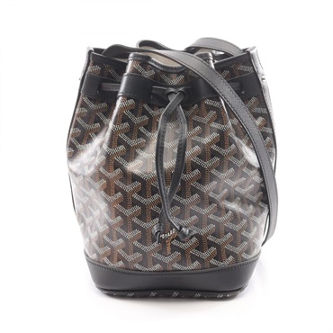GOYARD Petit Flo Shoulder Bag Crossbody canvas leather Black Multicolor Used