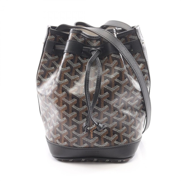 GOYARD Petit Flo Shoulder Bag Crossbody canvas leather Black Multicolor Used