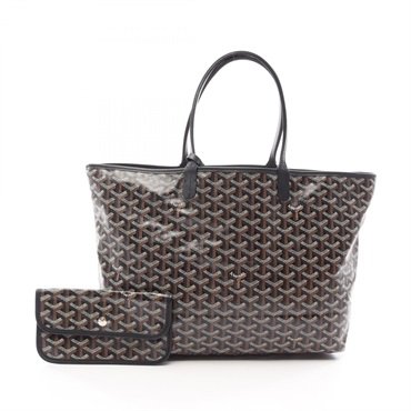 GOYARD Saint Louis PM Tote Bag canvas leather Black Brown White Used Women