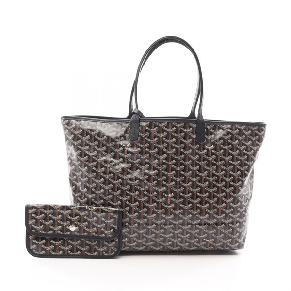 GOYARD Saint Louis PM Tote Bag canvas leather Black Brown White Used Women