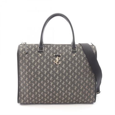 JIMMY CHOO Webb JC Logo Jacquard Shoulder Crossbody Handbag canvas leather Used