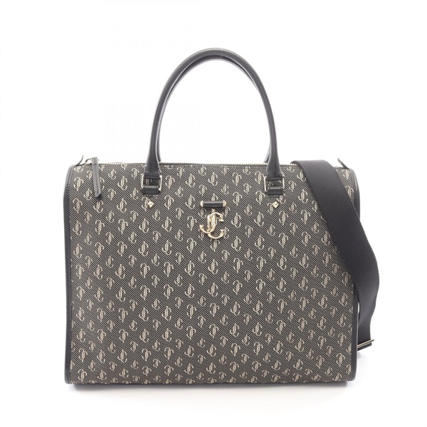 JIMMY CHOO Webb JC Logo Jacquard Shoulder Crossbody Handbag canvas leather Used