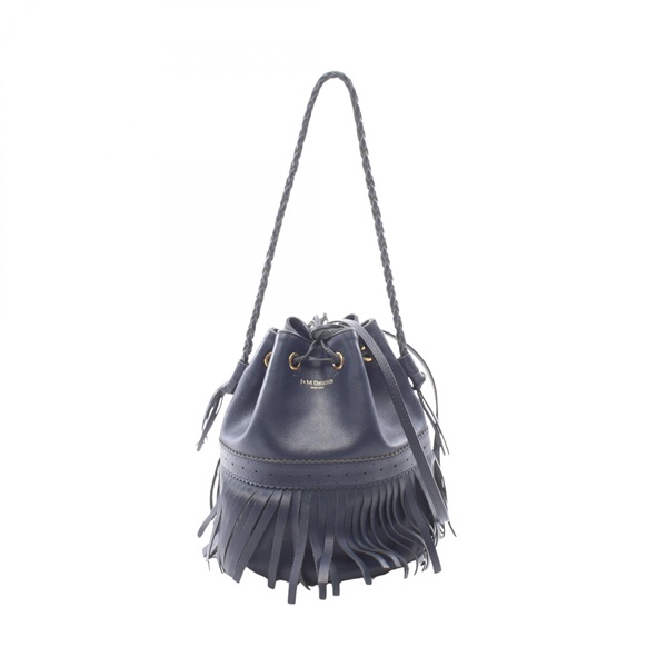 J&M Davidson MEDIUM FRINGE CARNIVAL Shoulder Bag leather Navy Used Women