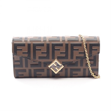 FENDI FF Diamond Chain Crossbody Bag WOC 8M0365ADYMF13VK leather Preowned