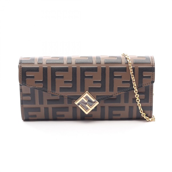 FENDI FF Diamond Chain Crossbody Bag WOC 8M0365ADYMF13VK leather Preowned