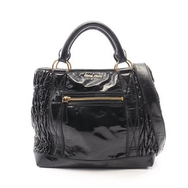 Miu Miu Materasse Shoulder crossbody Handbag leather Black Used Women GHW