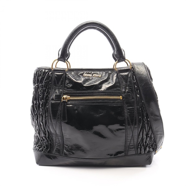 Miu Miu Materasse Shoulder crossbody Handbag leather Black Used Women GHW