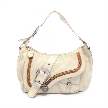 Christian Dior Gaucho Shoulder hand Bag leather Beige Brown Used Women